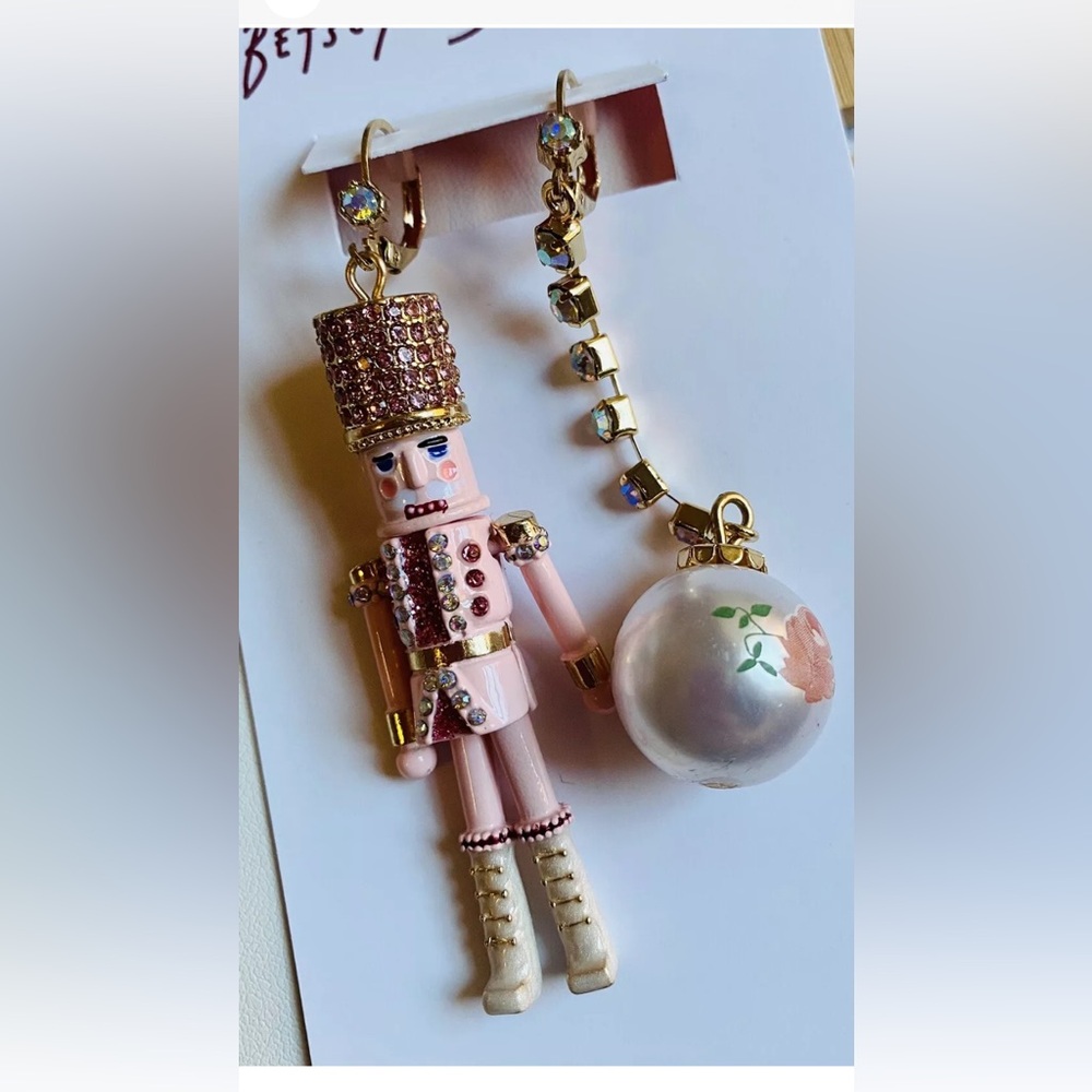 Betsey Johnson Pink Nutcracker Earrings NWT